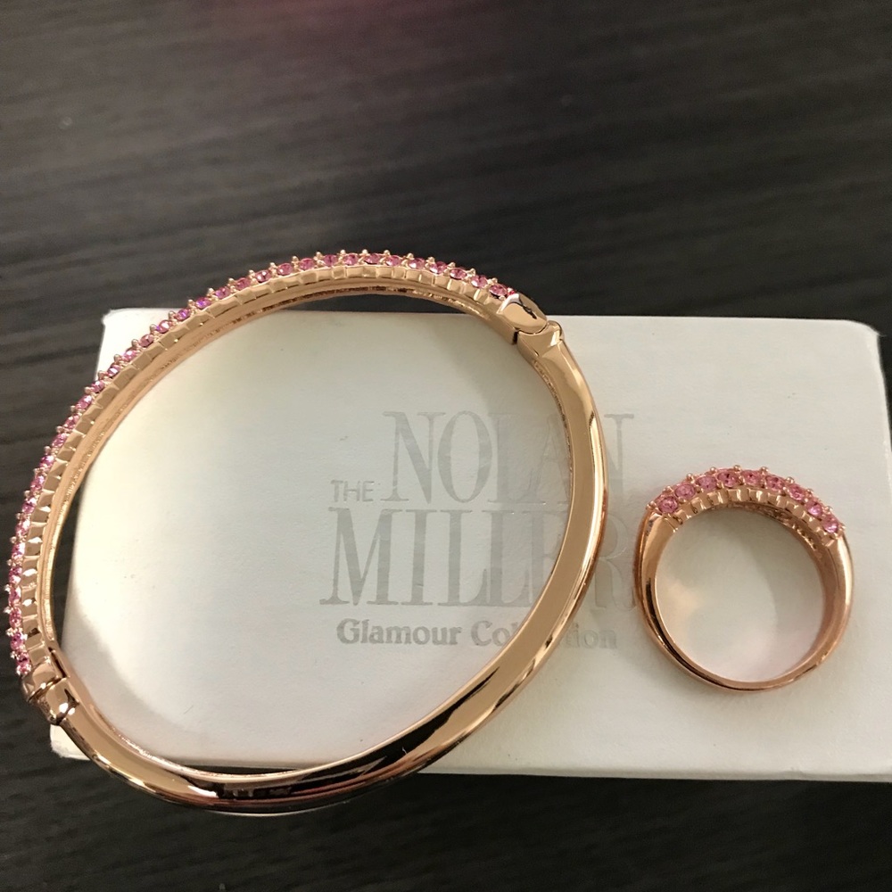 Nolan Miller hinged cuff bracelet and ring set